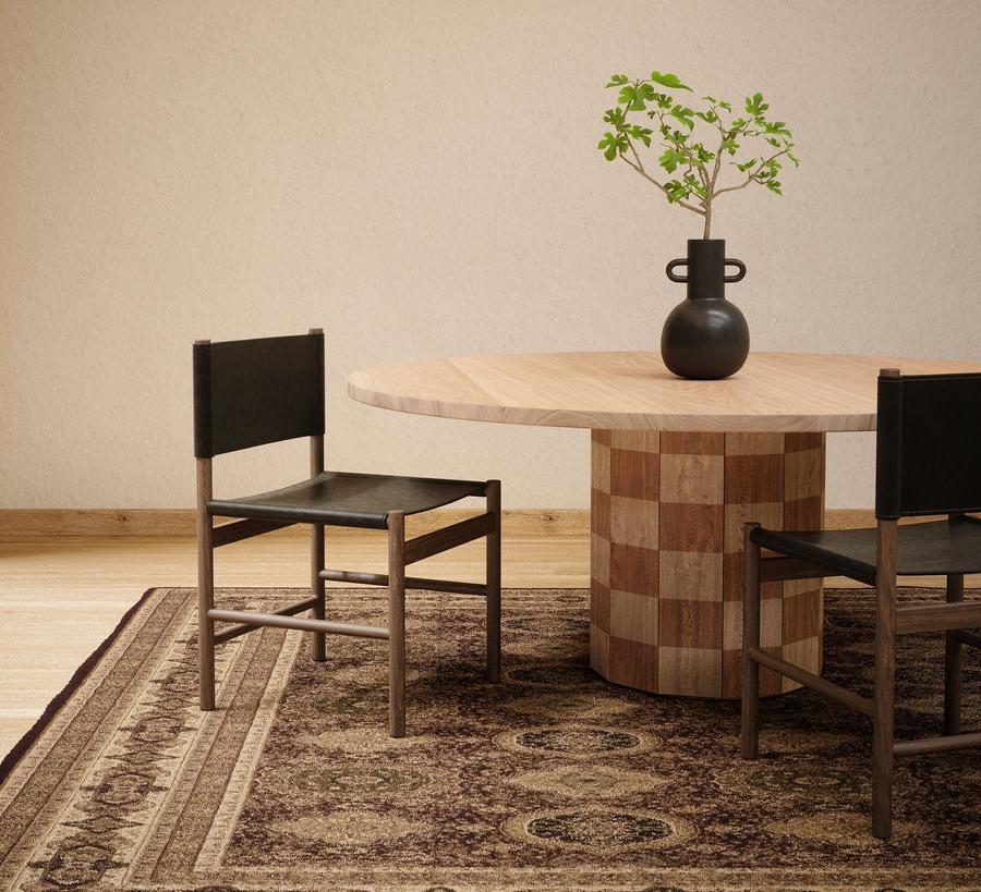 wood pedestal dining table